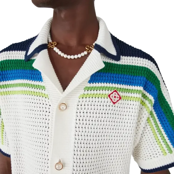 Camisa de punto de manga corta a rayas