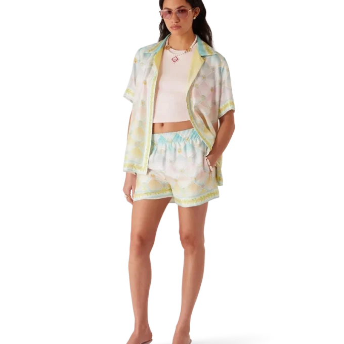 Camisa de sarga de seda de manga corta Candy Icons