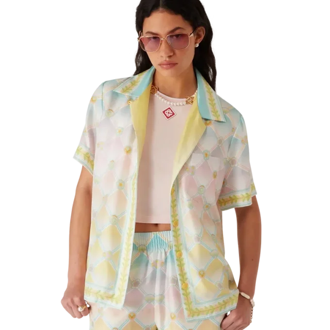 Camisa de sarga de seda de manga corta Candy Icons