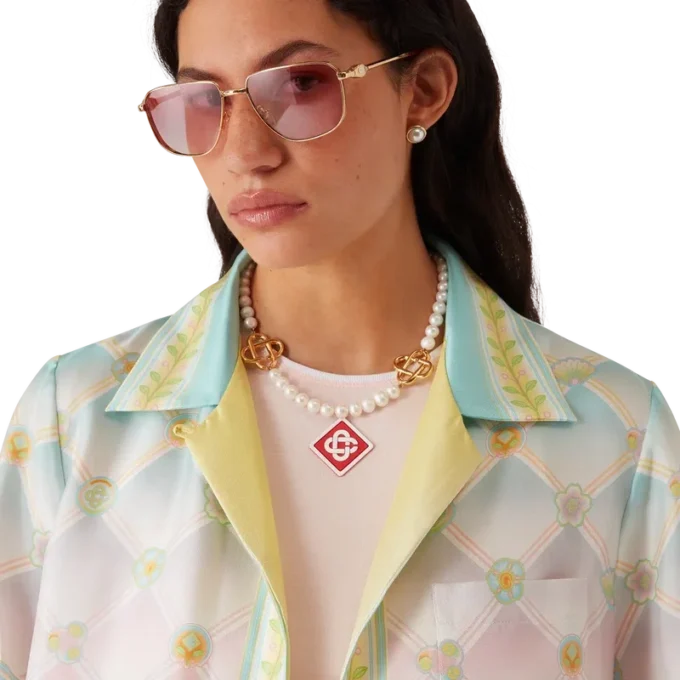 Camisa de sarga de seda de manga corta Candy Icons