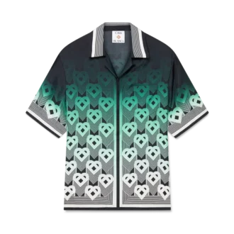 Camisa de seda de manga corta con monograma degradado