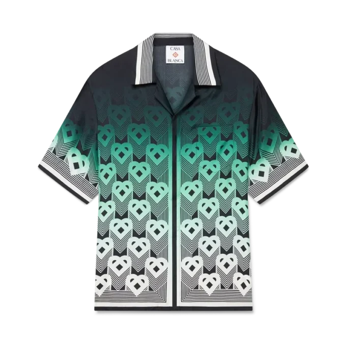 Camisa de seda de manga corta con monograma degradado