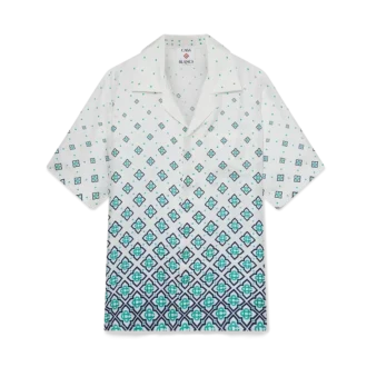 Camisa de seda de manga corta con monograma degradado