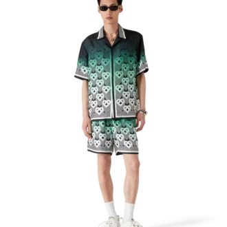 Camisa de seda de manga corta con monograma degradado