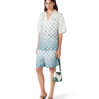 Camisa de seda de manga corta con monograma degradado