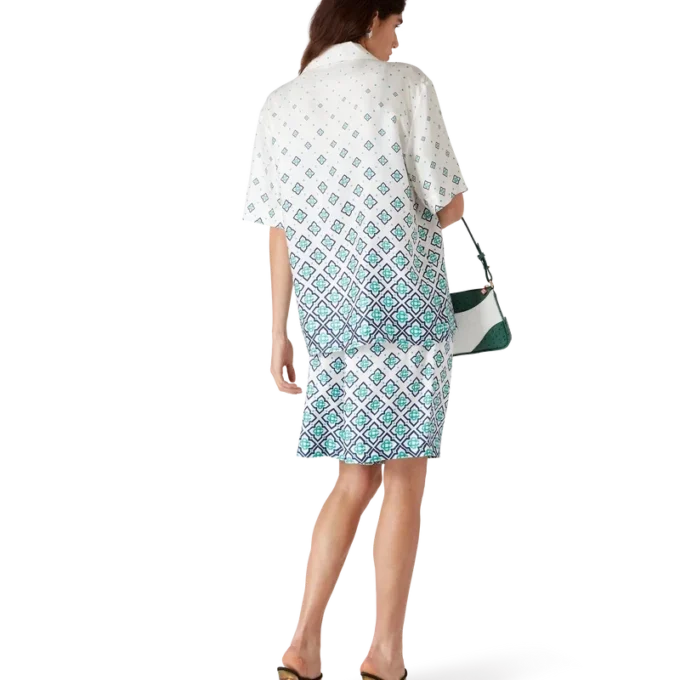 Camisa de seda de manga corta con monograma degradado