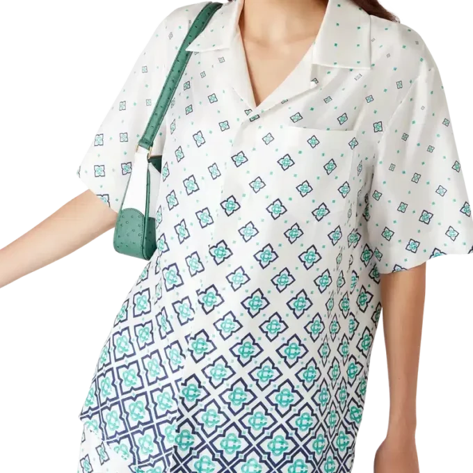 Camisa de seda de manga corta con monograma degradado