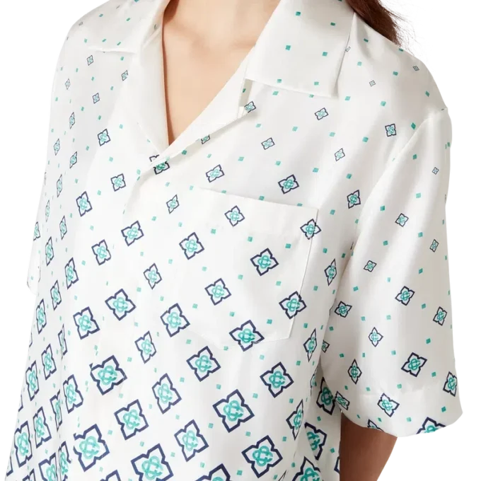 Camisa de seda de manga corta con monograma degradado