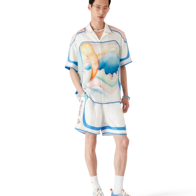 Camisa de seda de manga corta Fuji Dream