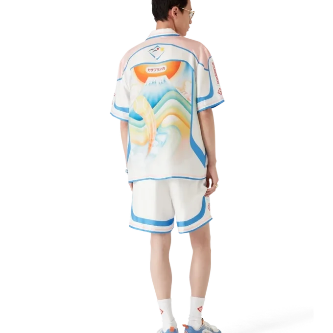 Camisa de seda de manga corta Fuji Dream