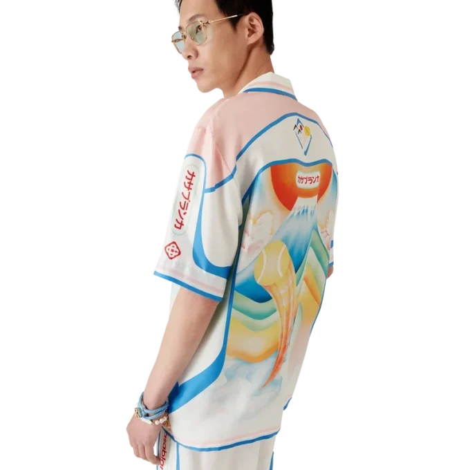 Camisa de seda de manga corta Fuji Dream