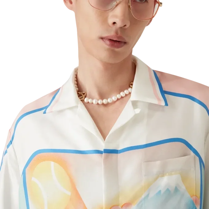 Camisa de seda de manga corta Fuji Dream