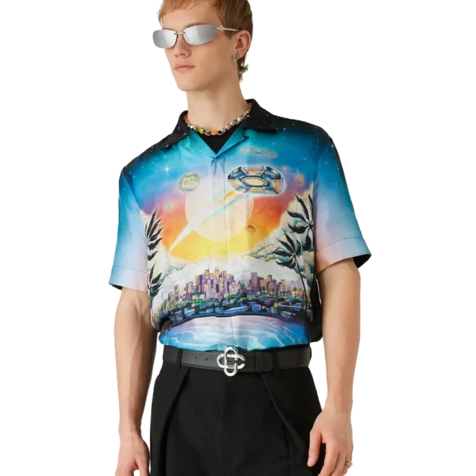 Camisa de seda de manga corta La Pramonition