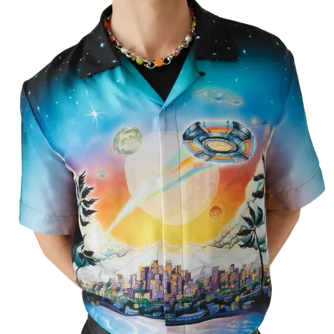 Camisa de seda de manga corta La Pramonition