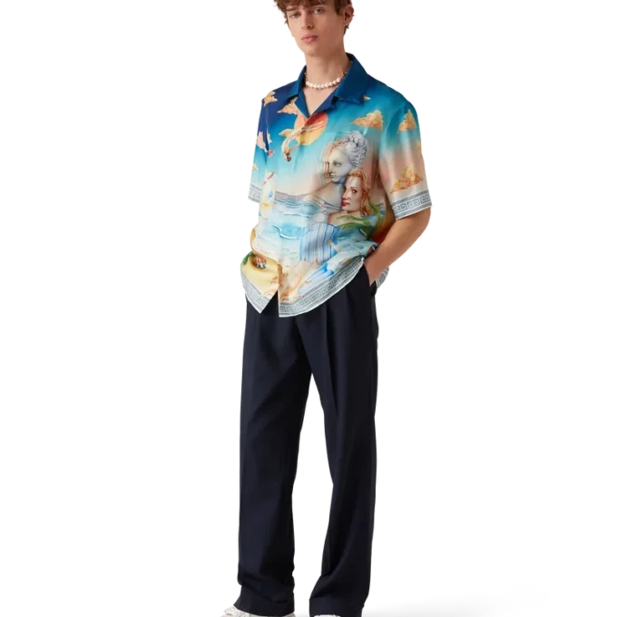 Camisa de seda de manga corta Le Plongeon