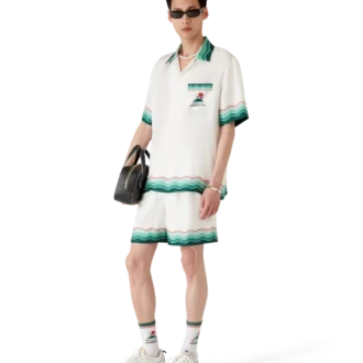 Camisa de seda de manga corta Montagne Ondulée en pantalón corto