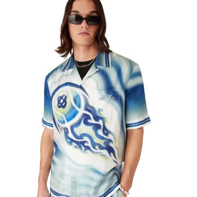 Camisa de seda de manga corta «The Art of the Serve»