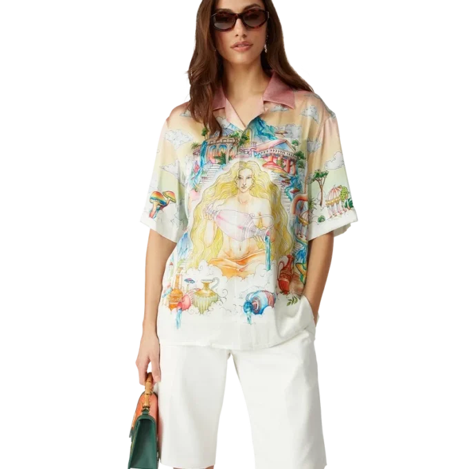 Camisa de seda de manga corta «The Road to Knowledge»