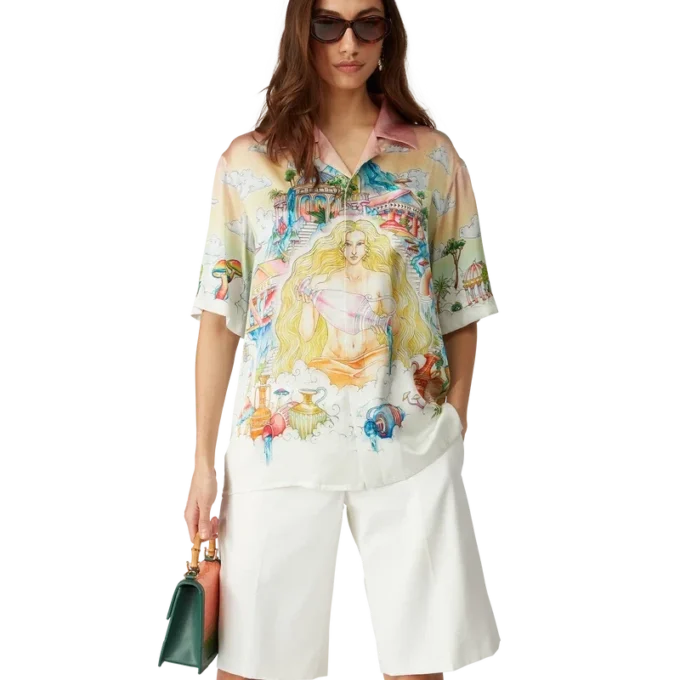 Camisa de seda de manga corta «The Road to Knowledge»