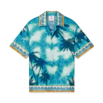 Camisa de seda de pantalón corto con emblema Poolside