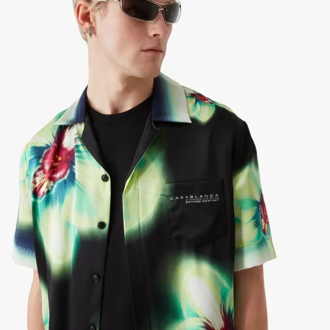 Camisa de seda de pantalón corto Orchid Glitch