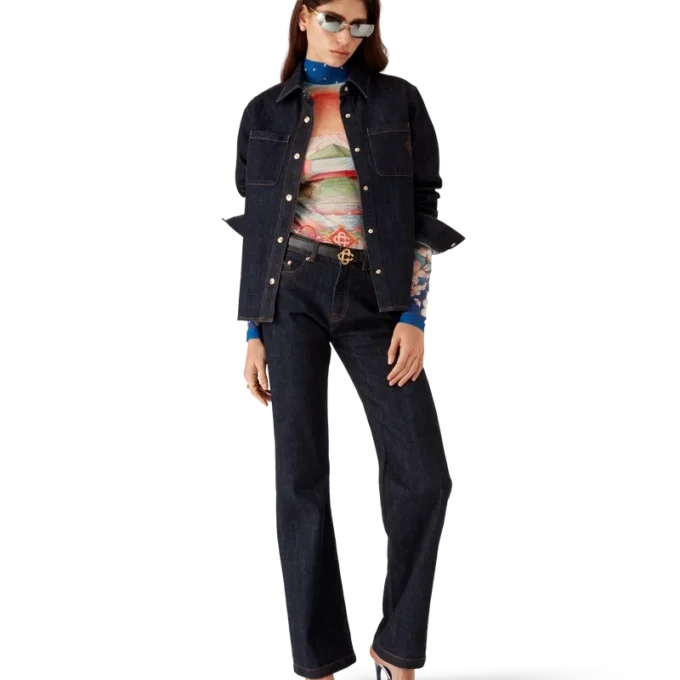 Camisa vaquera con logotipo bordado Camisa vaquera con logotipo bordado