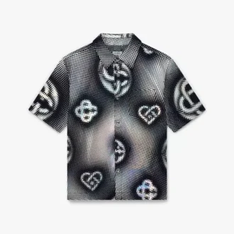 Camisa vaquera de pantalón corto con monograma nacarado