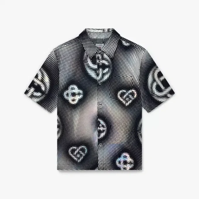 Camisa vaquera de pantalón corto con monograma nacarado