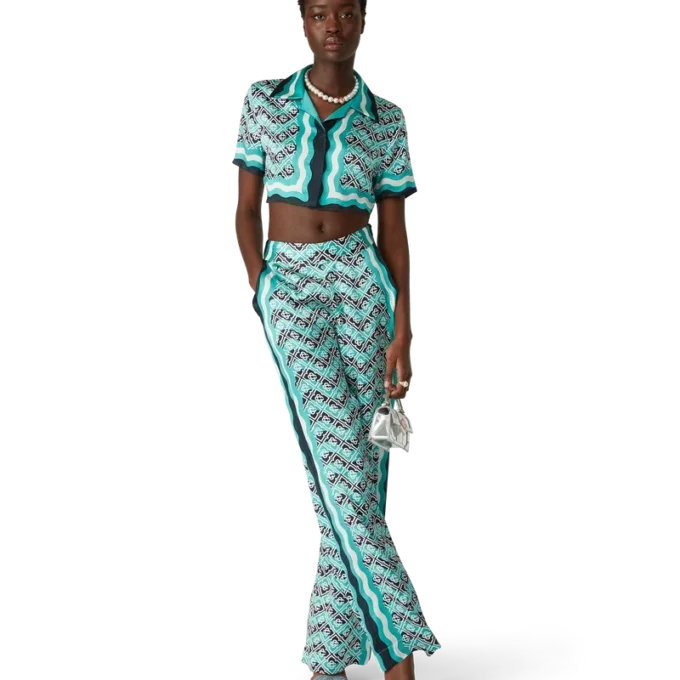 Camisas cortas de seda Monogram Wave Camisas cortas de seda Monogram Wave