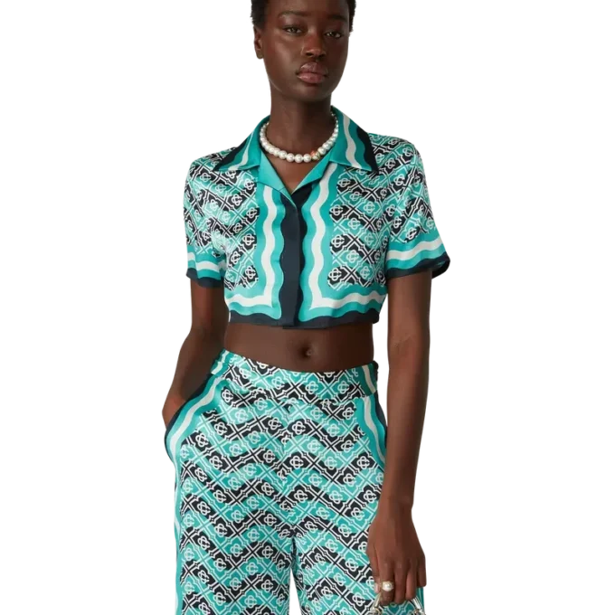 Camisas cortas de seda Monogram Wave Camisas cortas de seda Monogram Wave