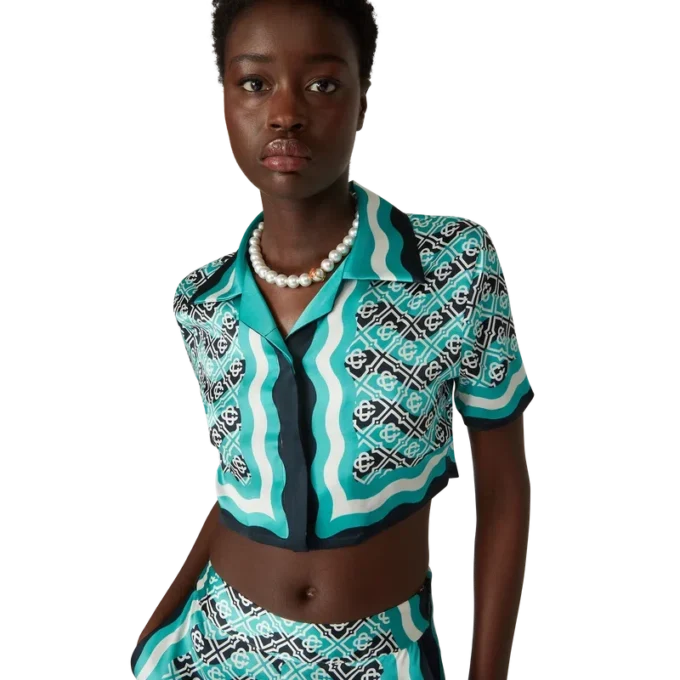 Camisas cortas de seda Monogram Wave Camisas cortas de seda Monogram Wave