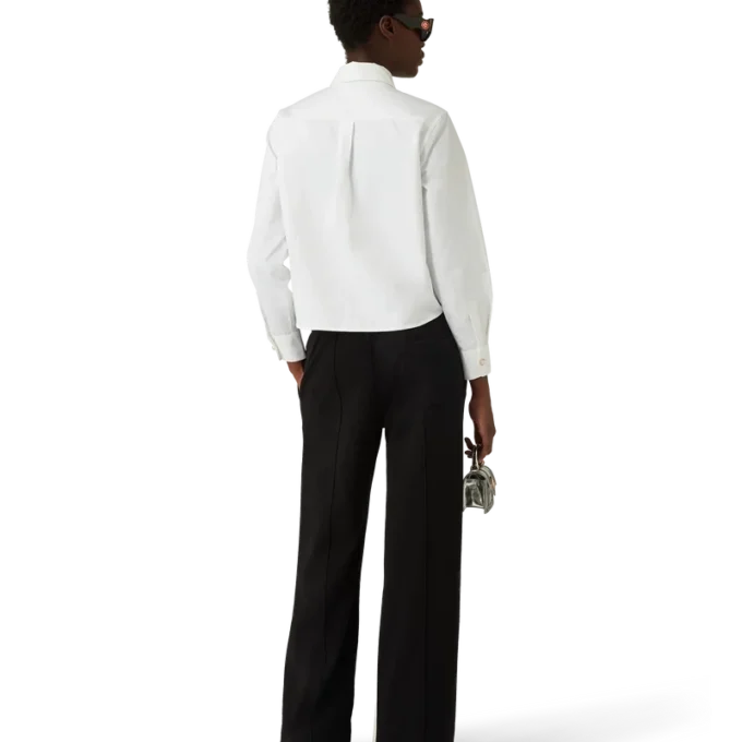 Camisas de algodón con parche de diamante y perla