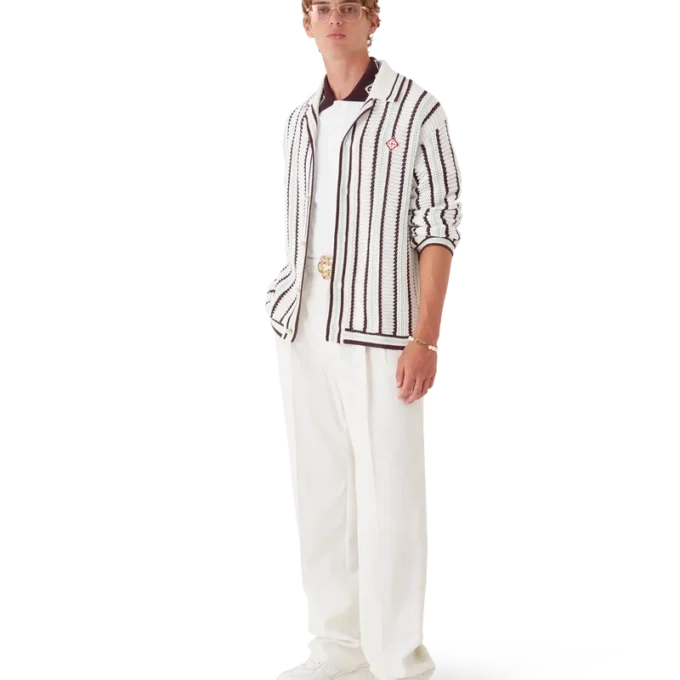 Camisas de algodón de ganchillo a rayas