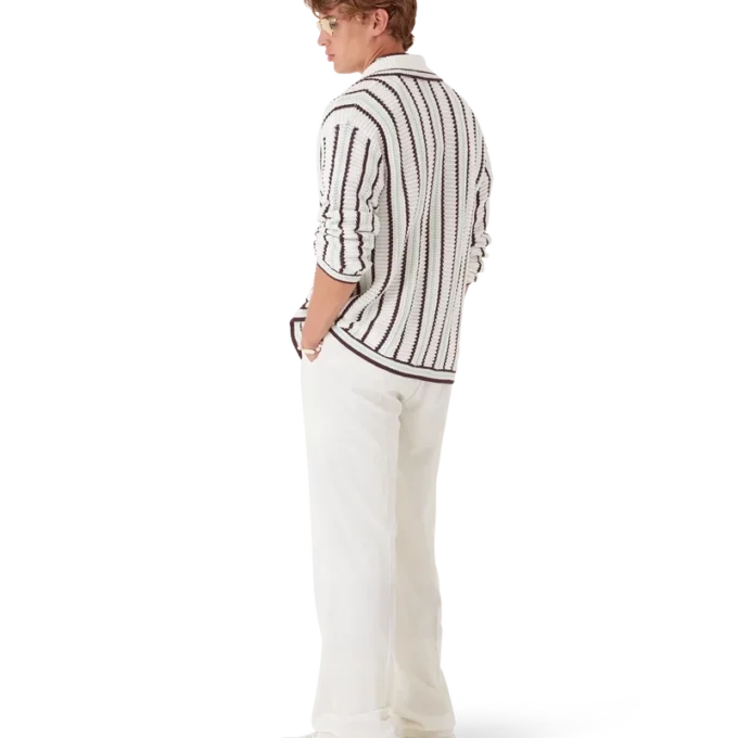 Camisas de algodón de ganchillo a rayas