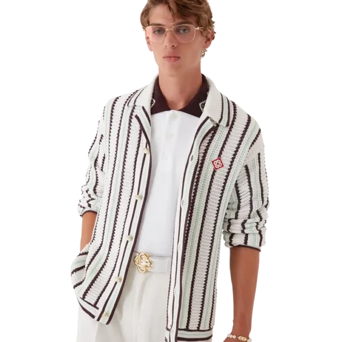 Camisas de algodón de ganchillo a rayas