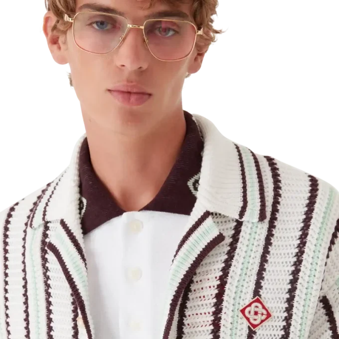 Camisas de algodón de ganchillo a rayas