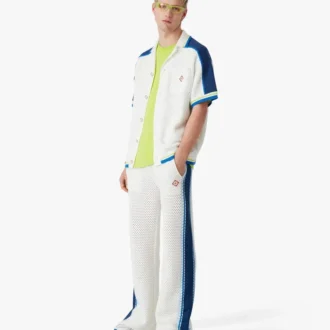 Camisas de croché de pantalones cortos en blanco y azul