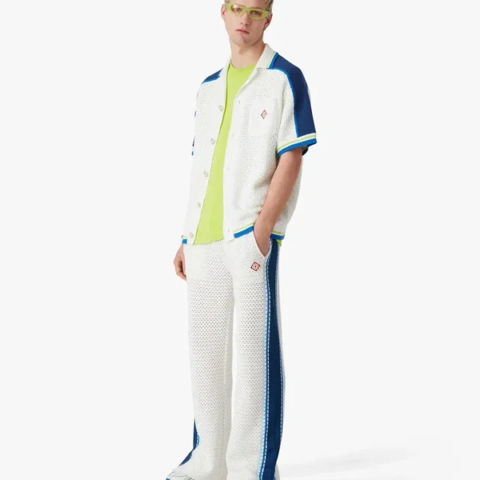 Camisas de croché de pantalones cortos en blanco y azul