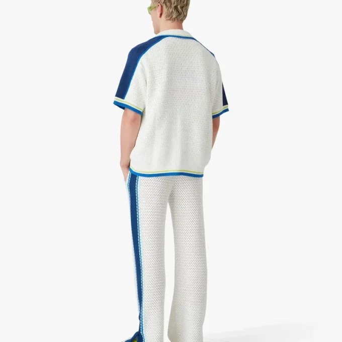 Camisas de croché de pantalones cortos en blanco y azul