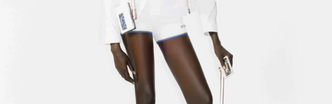 Chaqueta de algodón drill con cremallera blanca