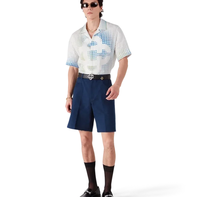 Camisas de lino de manga corta con lunares