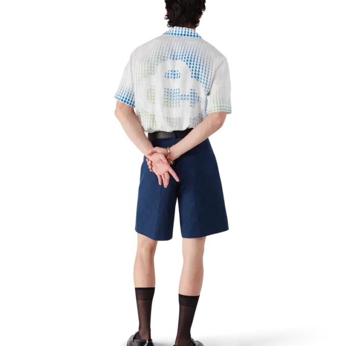 Camisas de lino de manga corta con lunares