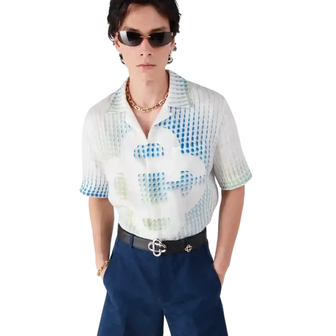 Camisas de lino de manga corta con lunares