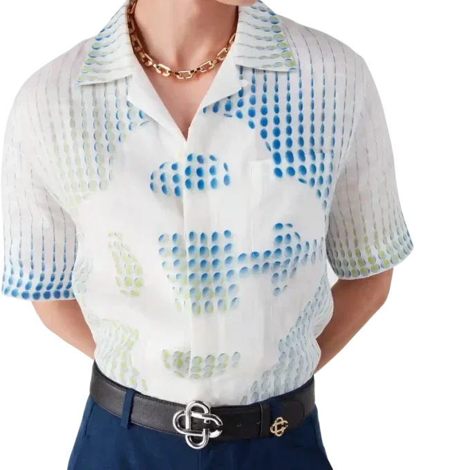 Camisas de lino de manga corta con lunares