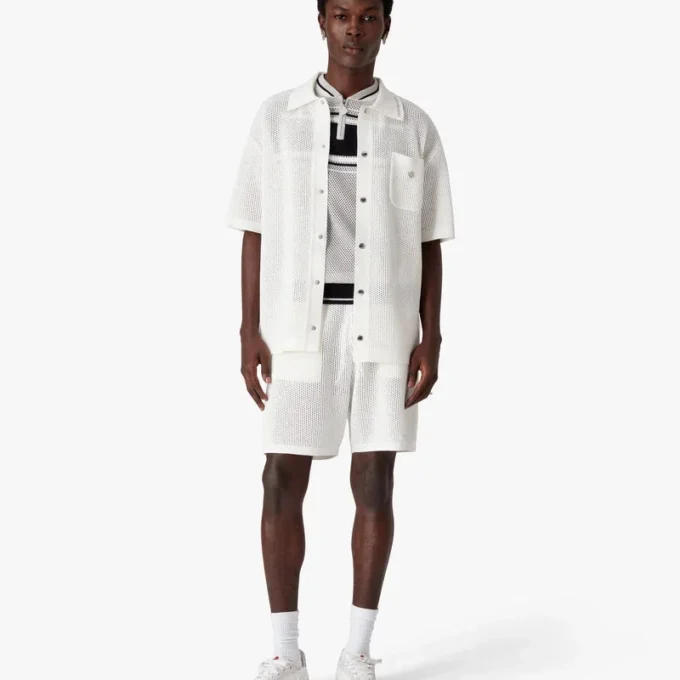 Camisas de malla de manga corta blancas