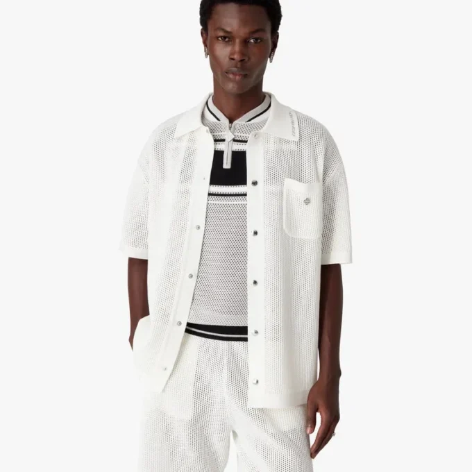 Camisas de malla de manga corta blancas