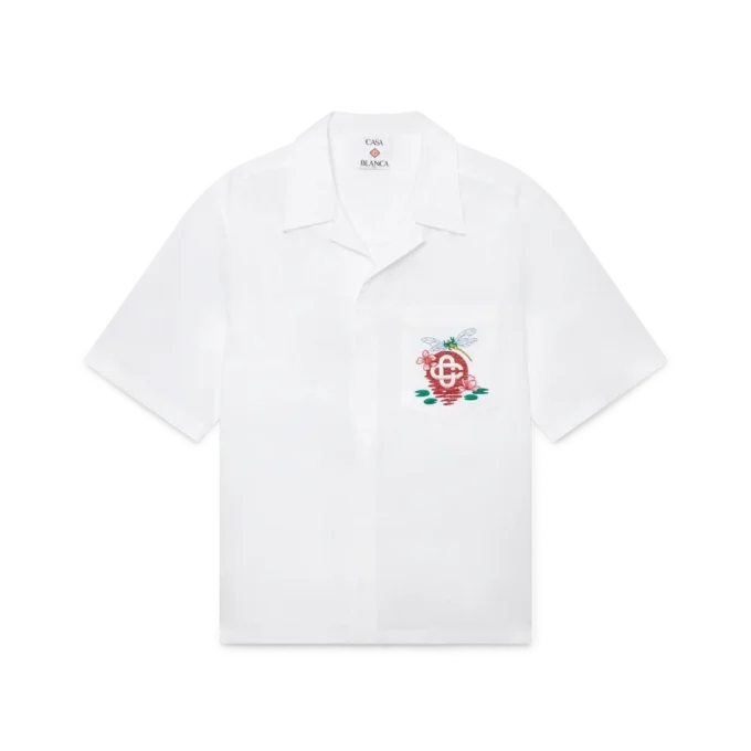 Camisas de manga corta bordadas de popelín de algodón