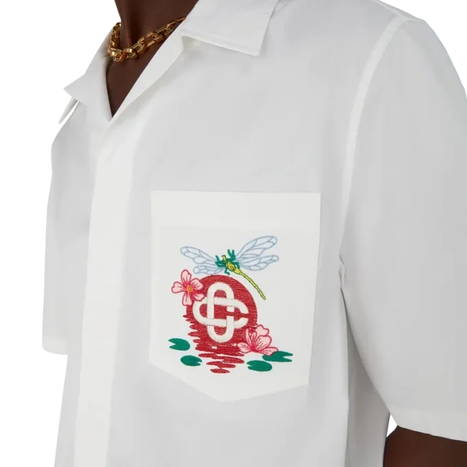 Camisas de manga corta bordadas de popelín de algodón