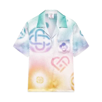 Camisas de manga corta con cuello cubano y logotipo en semitonos