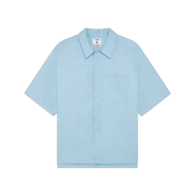 Camisas de manga corta con monograma azul claro